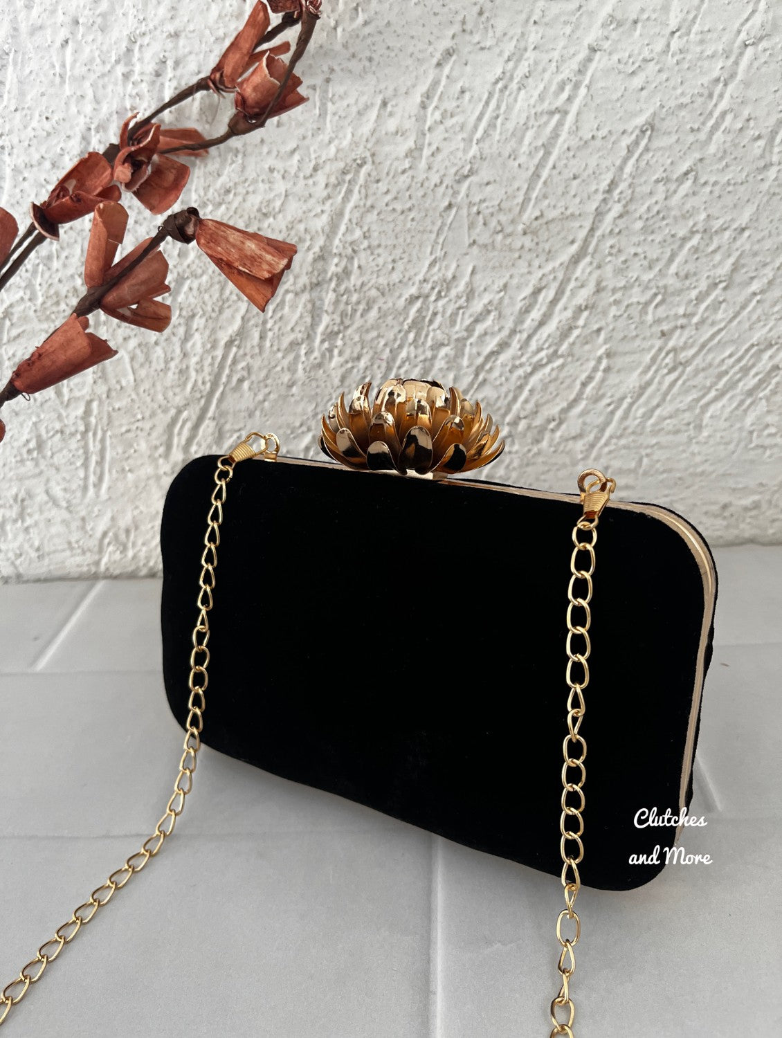 Taj Black Ethnic Clutch