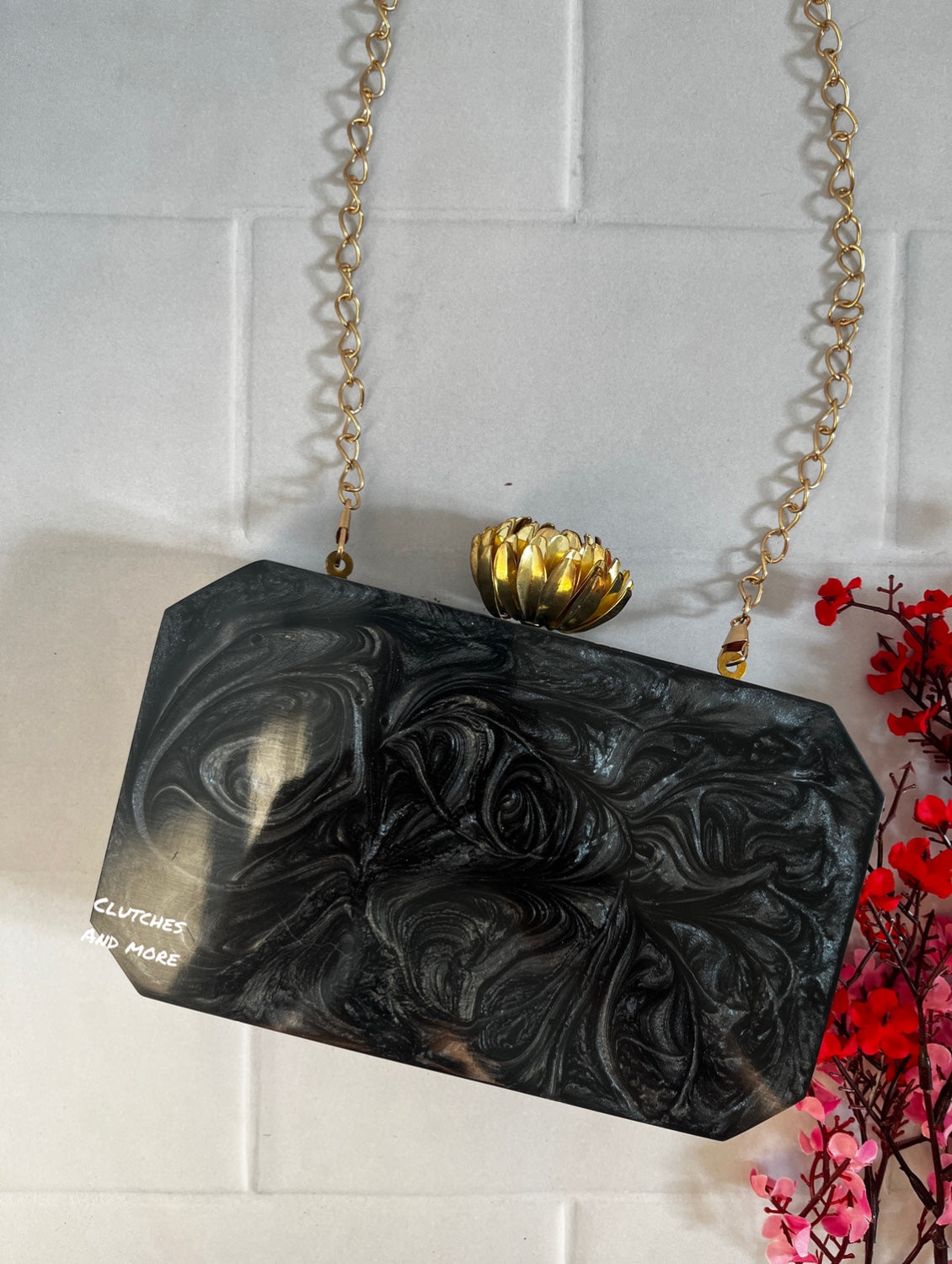 Black beauty agate clutch