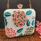 White Floral Square Clutch