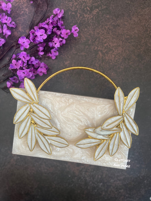 White Leaf Resin Clutch