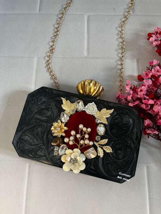 Black beauty agate clutch