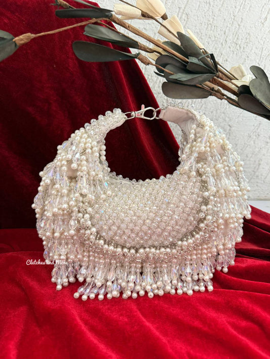 Alice Premium White Crystal Moon Bag