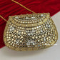 Kasika Kundan Brass Clutch Gold white