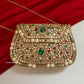 Kasika Kundan Brass Clutch Pearl Multicolored