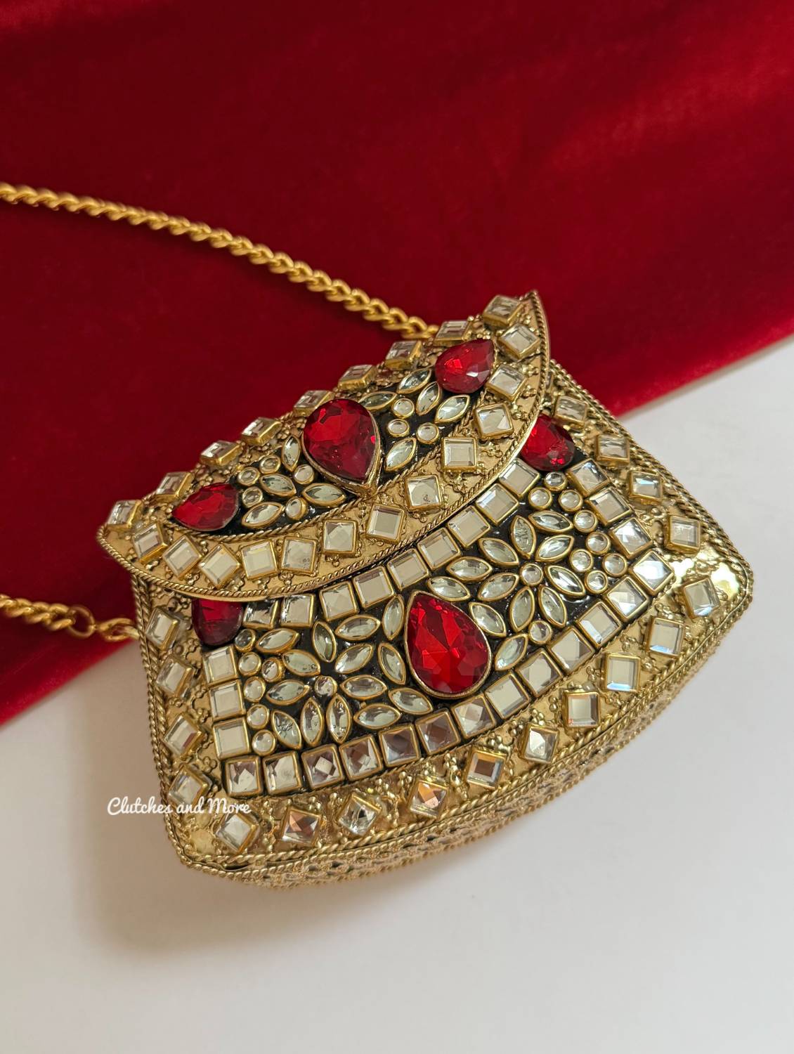 Kashish Kundan Brass Clutch Mini