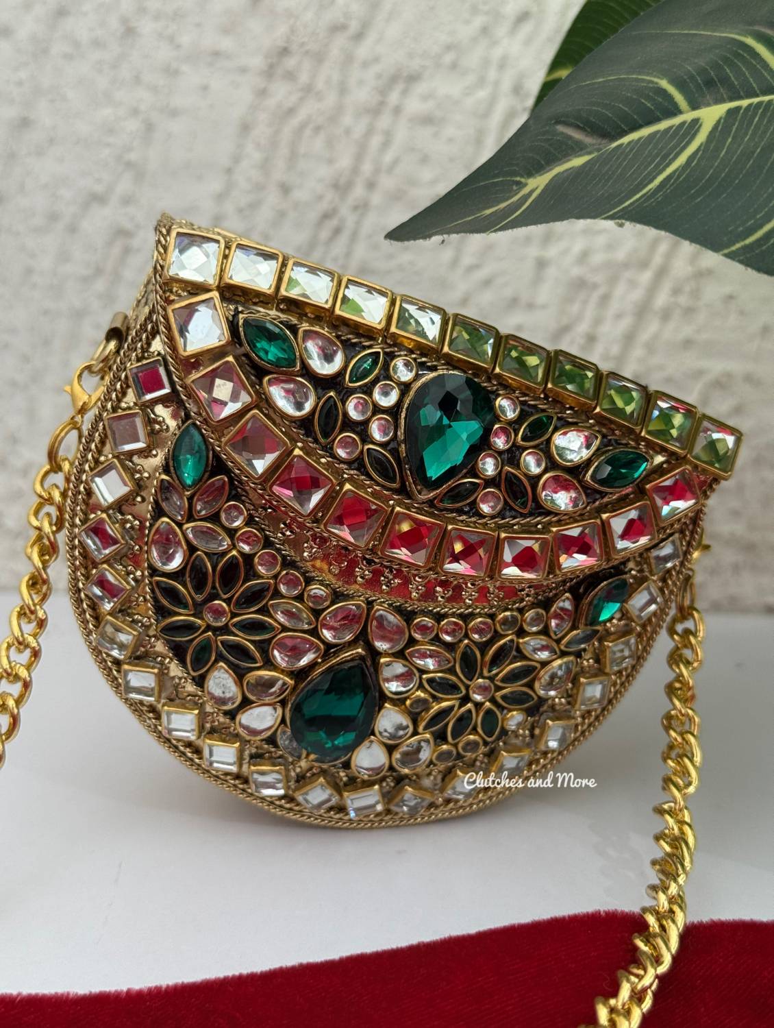 Kashish Kundan Brass Clutch Mini