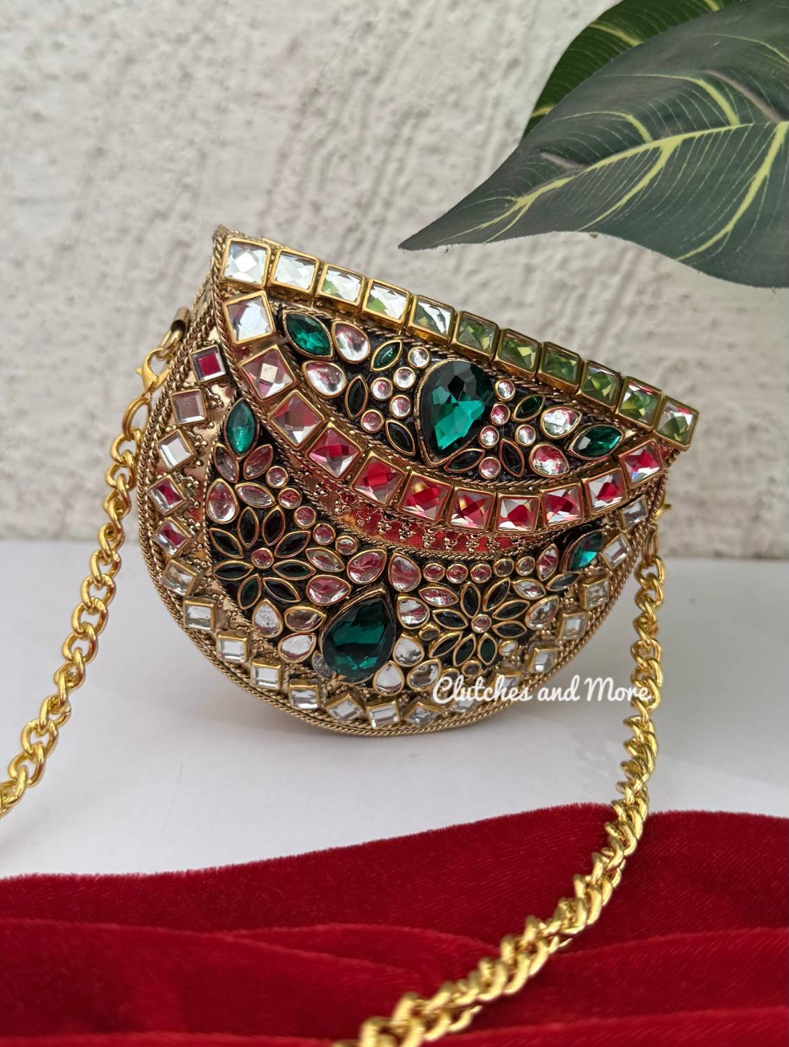 Kashish Kundan Brass Clutch Mini