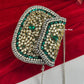 Kasika Kundan Brass Clutch Mini Silver Green