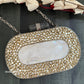 Aarvi Kundan Mother of pearl luxury clutch Silver Gold