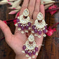 Kundan Chanbali Earrings and Mangtika Set Deep Lavender