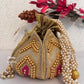 Gold Beaded lotus potli