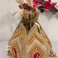 Gold Beaded lotus potli