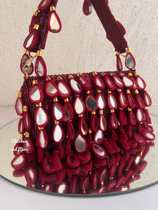 Mirror Flap Bag Maroon