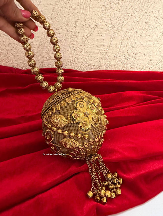 Mini Metal Potli Bag Gold