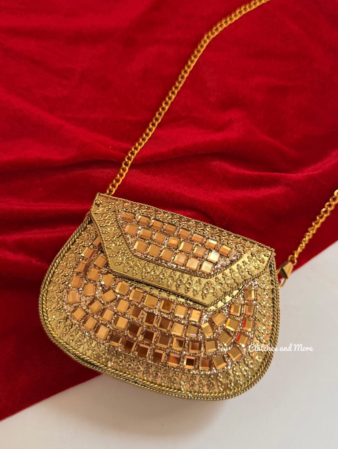 Mirror Brass Clutch Mini Gold