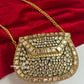 Kashish Kundan Brass Clutch Mini Gold