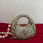Kiana Kundan Clutch Mini Nude Gold