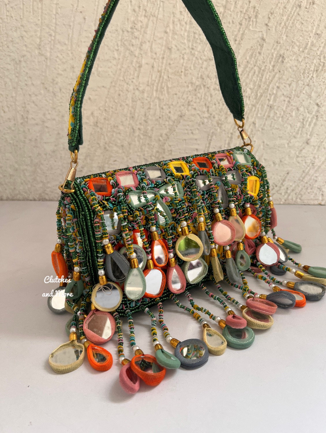 Mirror Flap Bag Multicolored ( Green Base )