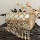 Cylindrical Mirror Bag with Tassles Gold
