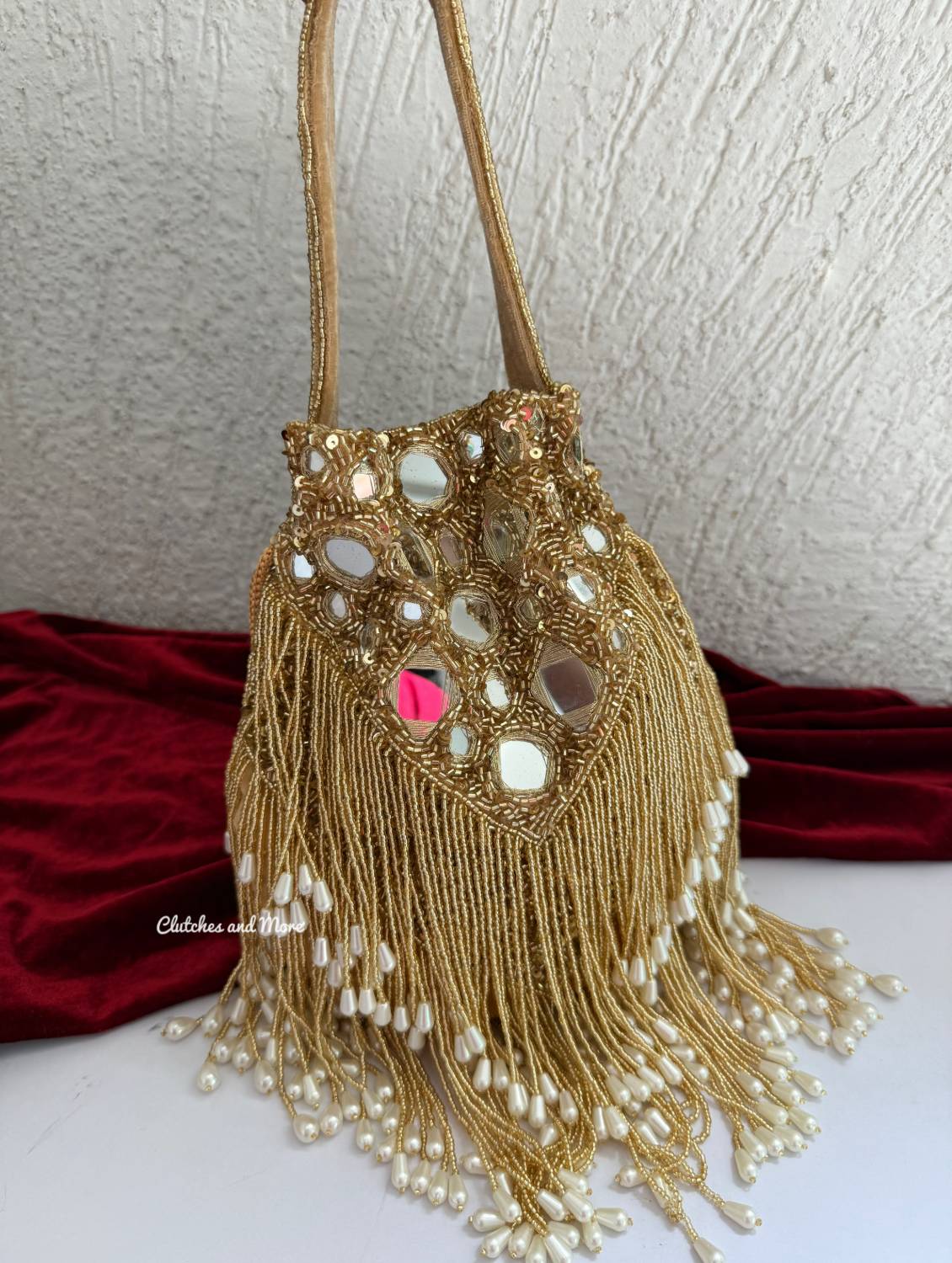 Mayra Premium Mirror Potli Gold