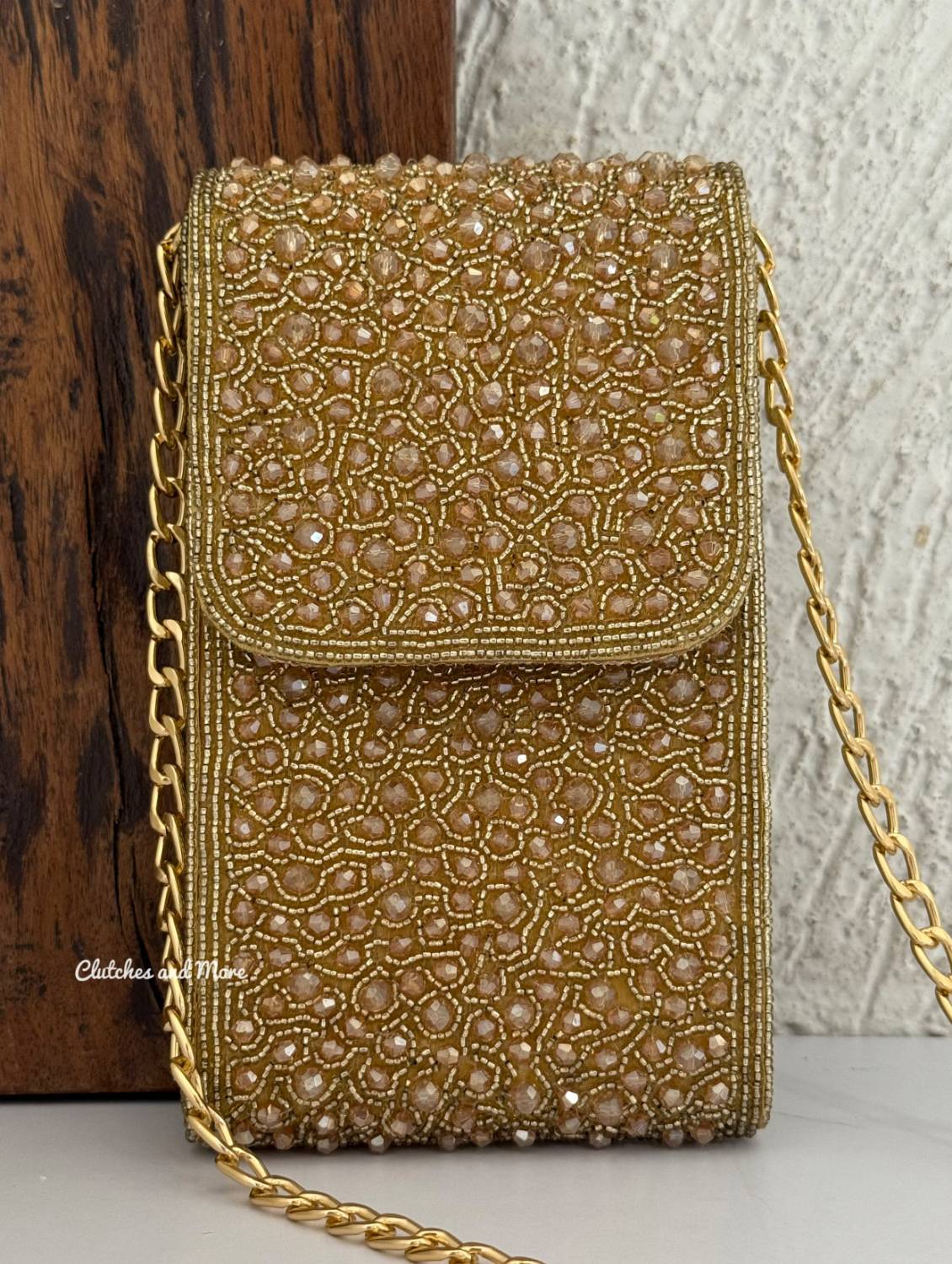 Claire Mobile Sling Cum Waist Bag Gold