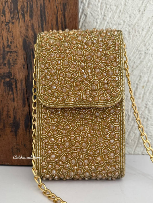 Claire Mobile Sling Cum Waist Bag Gold