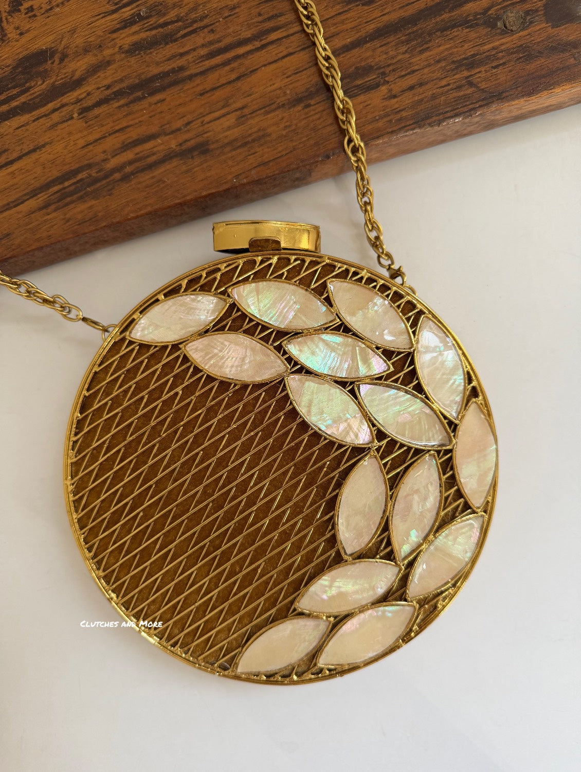 Mother of pearl Luxury Clutch Gold