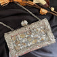 Mother of pearl luxury  silver clutch with tassel