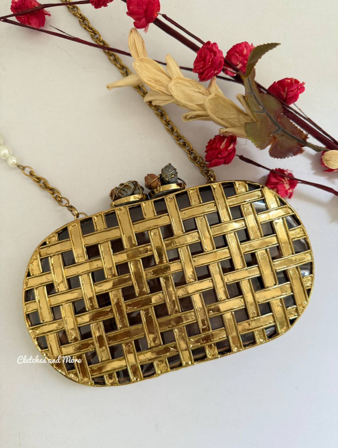 Criss Cross Capsule Mother of Pearl Luxury Clutch