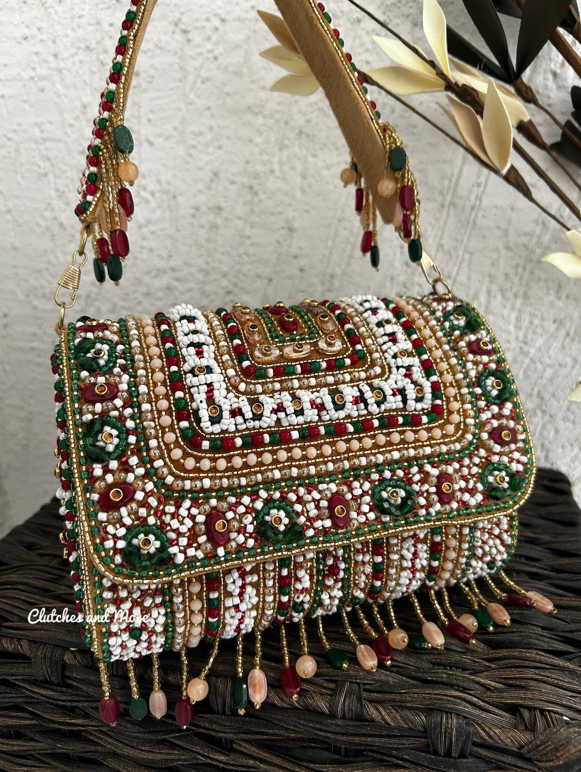 Luxe Multicolored Beaded Flap Bag