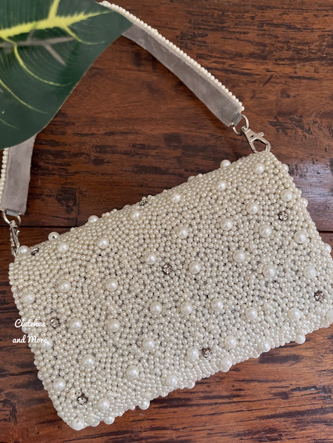 White Pearl and Diamond Flap Bag