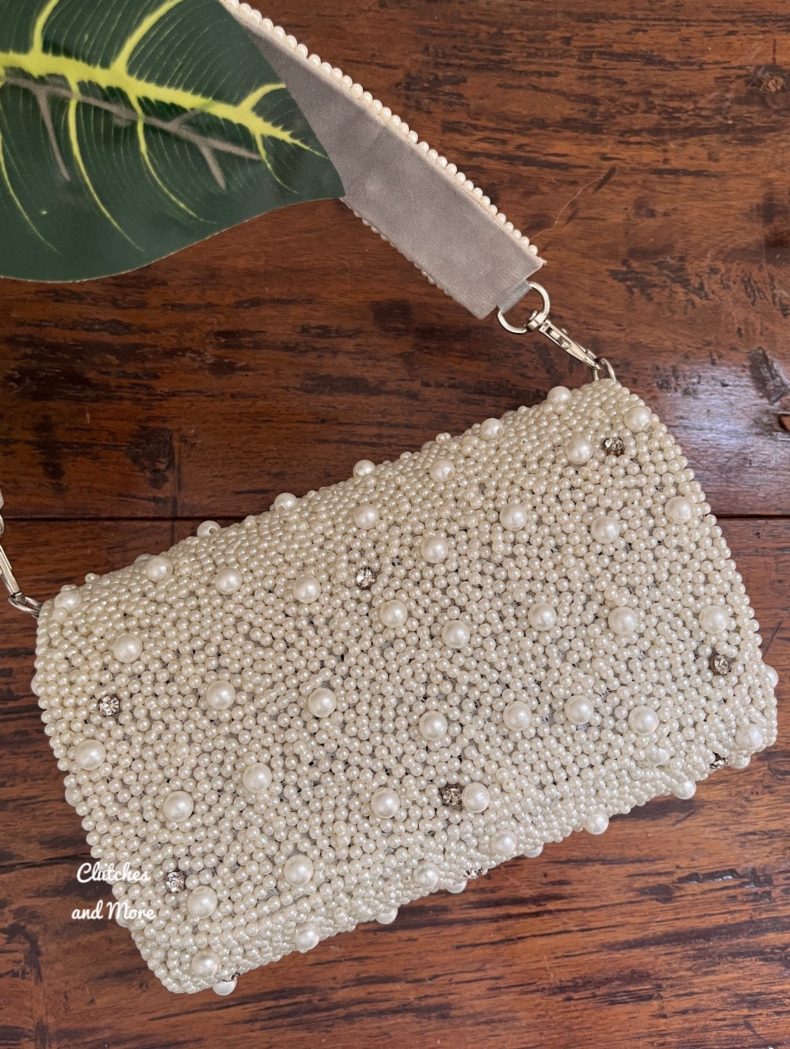 White Pearl and Diamond Flap Bag