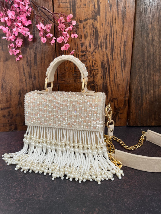 Luxe tassle flap bag White