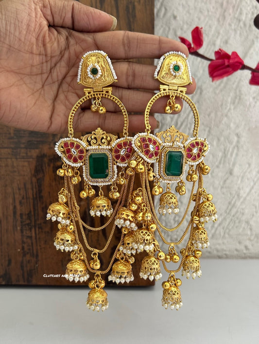 Farhana Kashmiri Jhumka Green Red