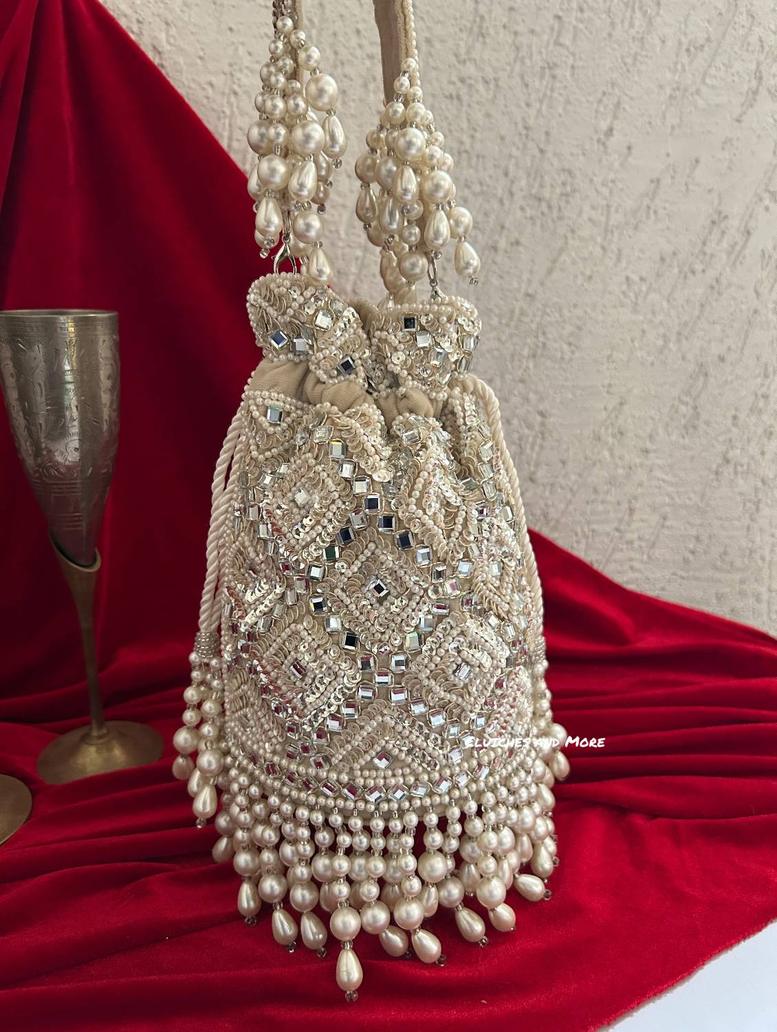 Premium Mirror Potli Ivory