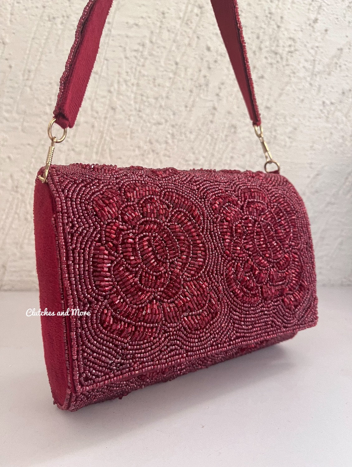 Rose Flap Bag Maroon