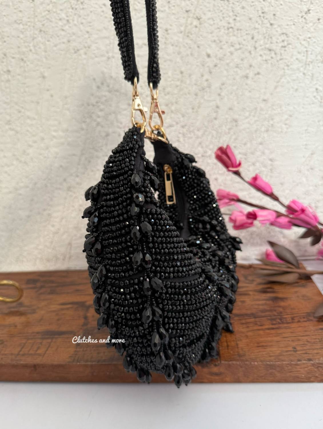 Aamna Moon Crystal Bag Black