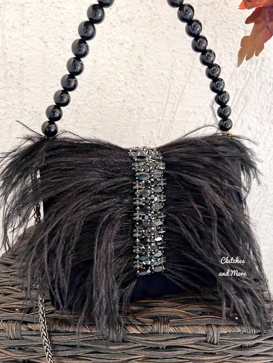 Feather Flap Bag Black