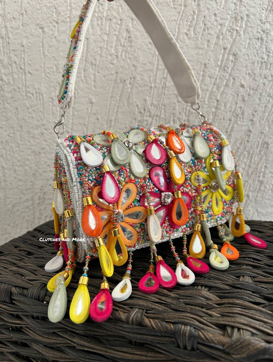 Mirror Flap Bag Multicolored ( White base)