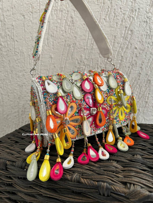Mirror Flap Bag Multicolored ( White base)