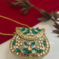 Kasika Kundan Brass Mini Clutch Green