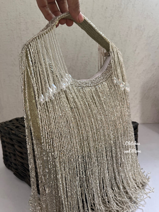 Luxe Moon Fringes Bag Silver