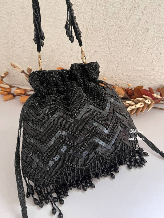 Black Zigzag Potli