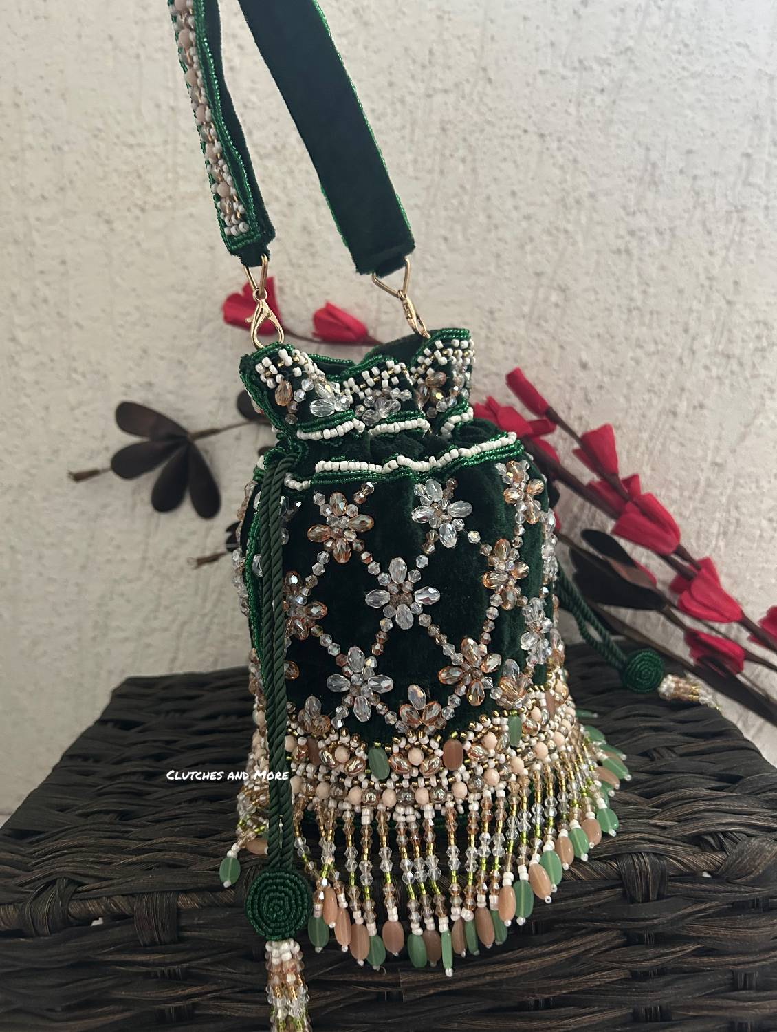 Vaidehi Luxe Potli Bag Green