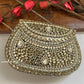 Kashish Kundan Brass Clutch White Silver
