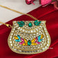Kasika Kundan Brass Mini Clutch Multicolored
