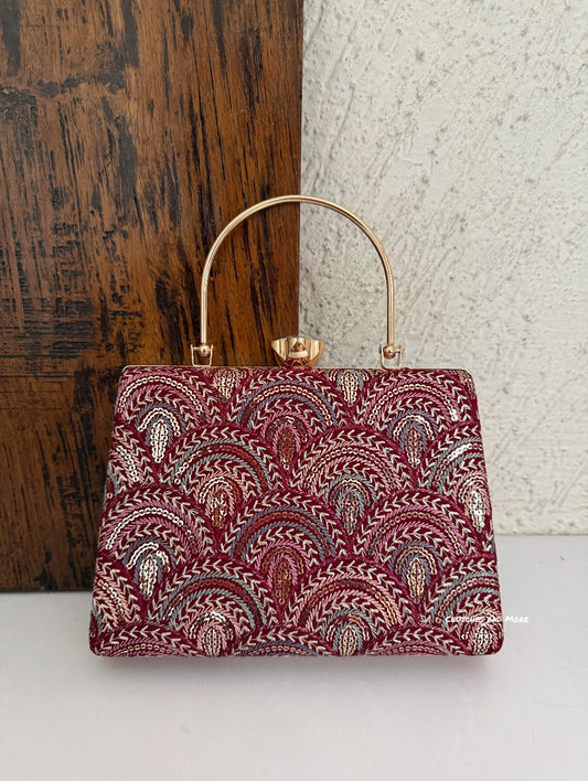 Rainbow Chikankari Bag Maroon