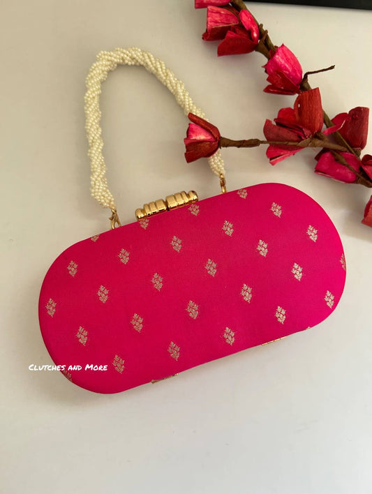Adaa Banarsi Clutch Hot Pink