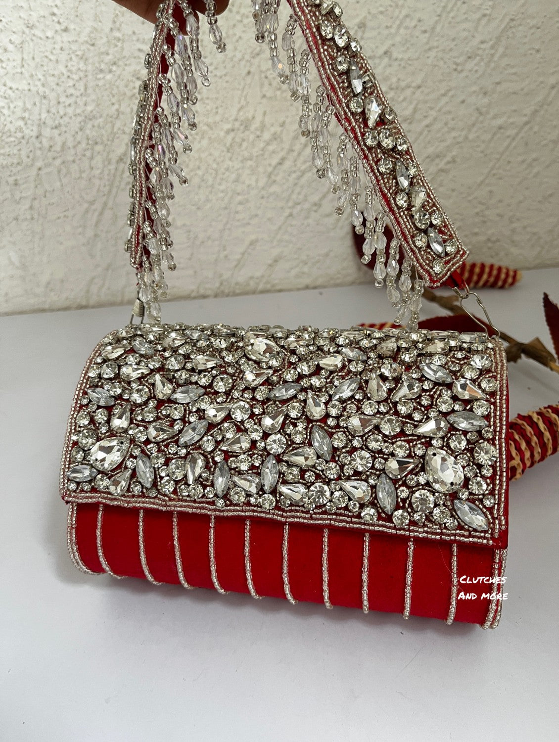 Premium Stone studded Bag Red