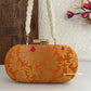 Adaa Banarsi Clutch Orange Yellow